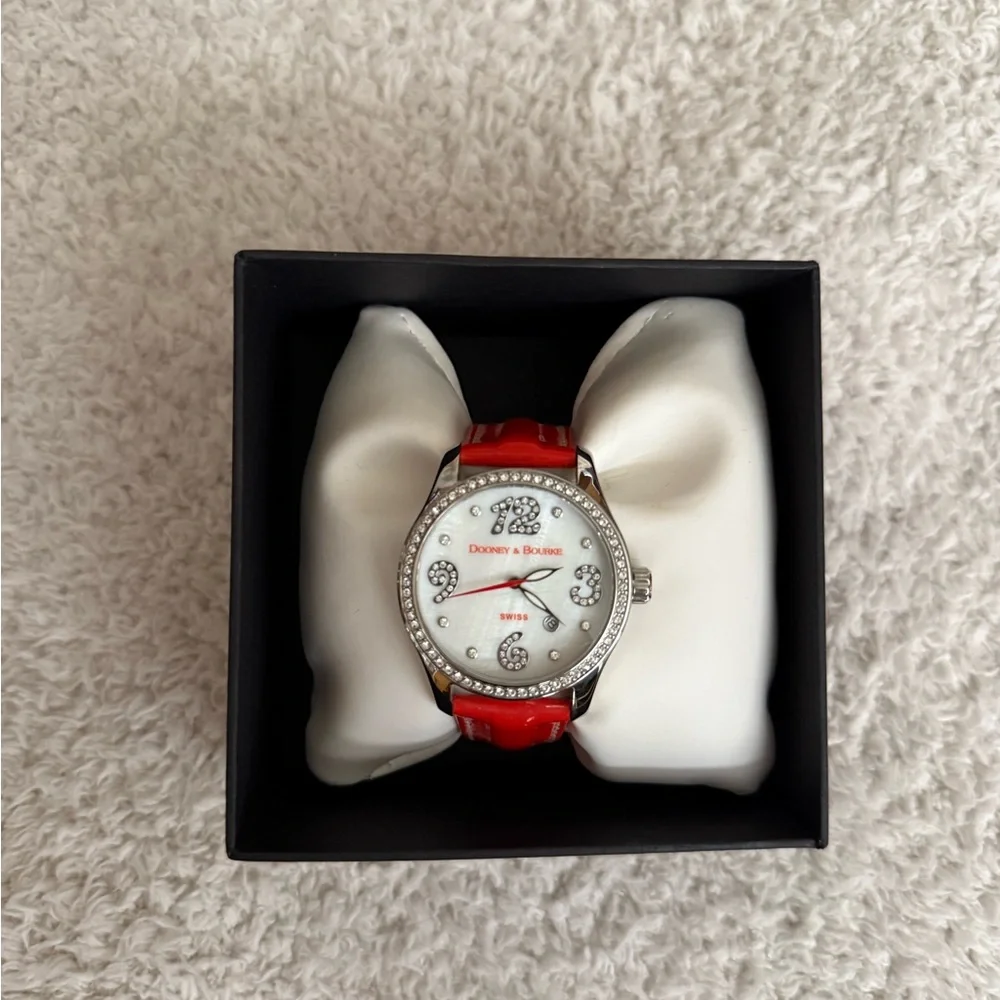 Dooney & Bourke Red and Silver Smartwatch with Classic Design